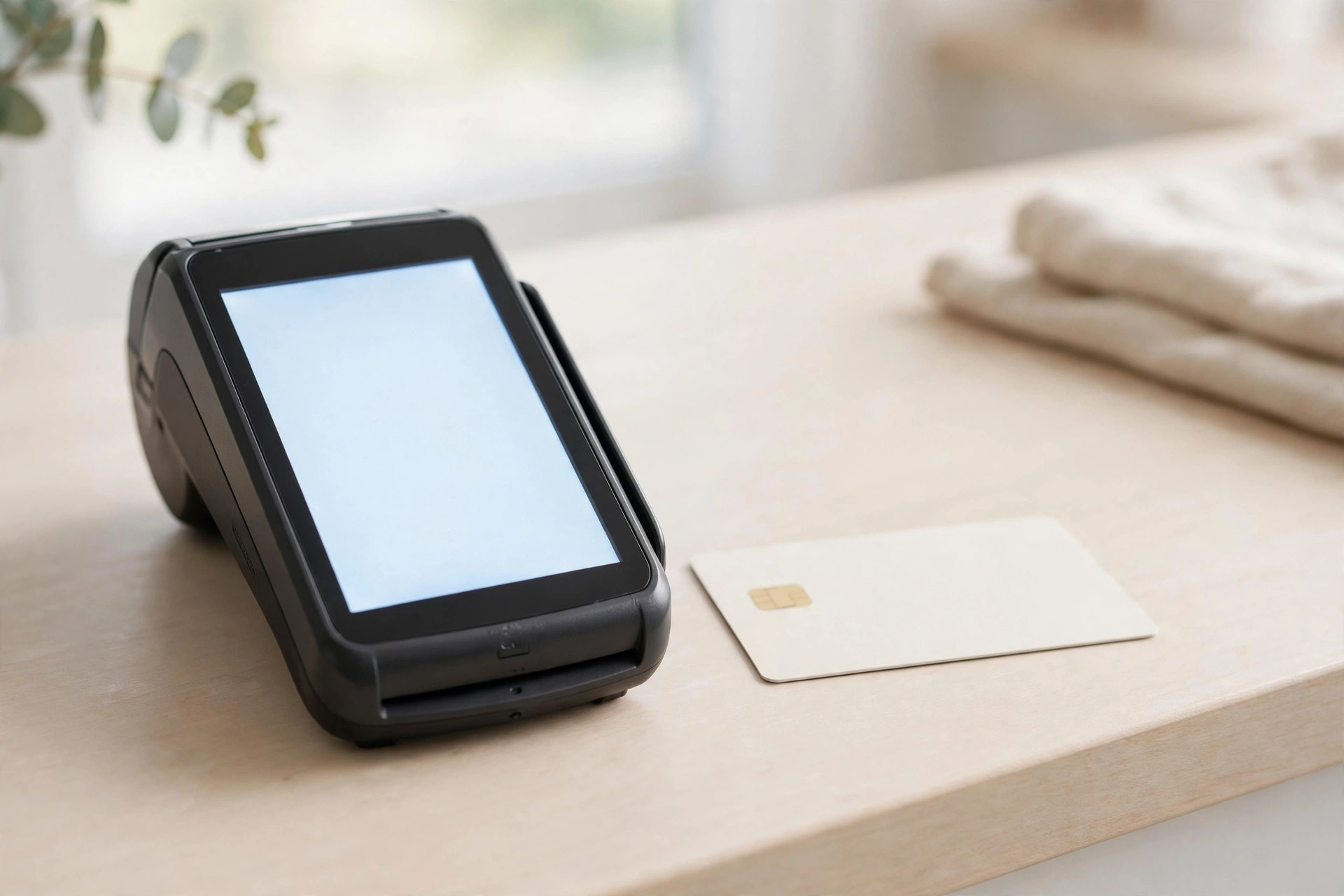 Terminal and card on a counter