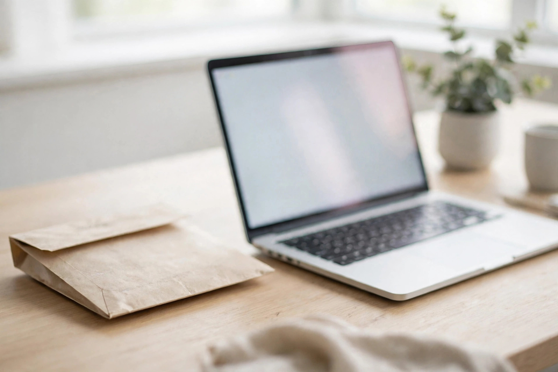 Bill envelope beside a laptop
